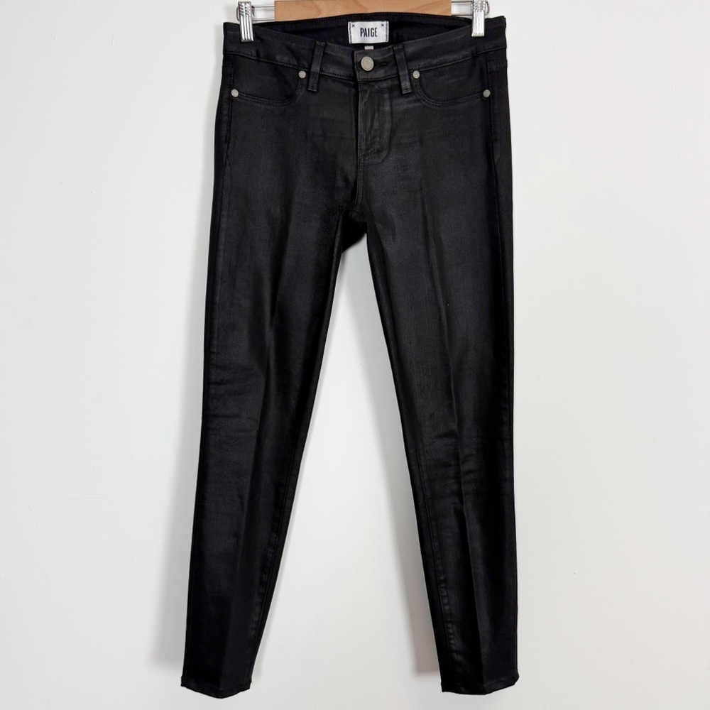 Paige Verdugo Jeans Womens 29 Black Coated Jeans Ultra Skinny Cotton Blend